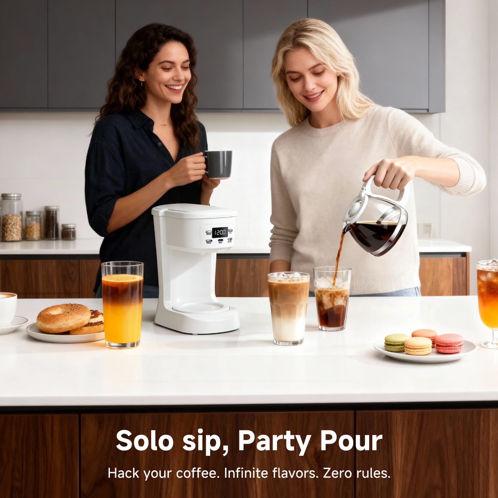 5 Cup Programmable Drip Coffee Maker with Auto Shut-off Function and Reusable Washable Water Filter Small Coffee Machine for Apartment