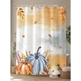 thumbnail image 4 of Fall Shower Curtain Blue Pumpkin Leaves Shower Curtains for Bathroom Thanksgiving Decor, Waterproof Polyester Shower Curtain Set with Hooks, Standard Size 72" x 72" Orange White Vintage, 4 of 6