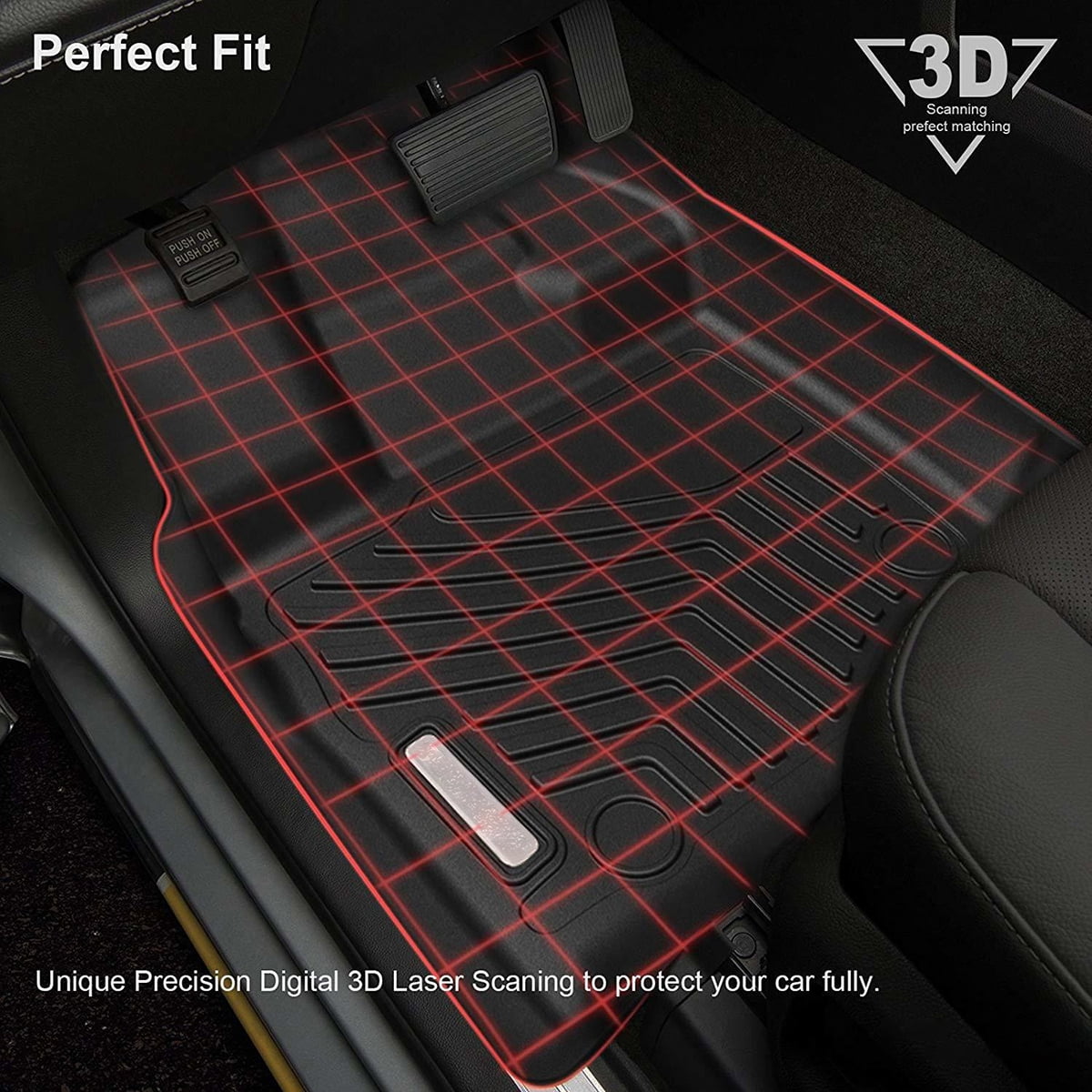 RVNI All-Weather TPE Rubber Front and Rear 3-Piece for 2015-2023 2024 Ford F150 Super Crew Cab Floor Mats Set