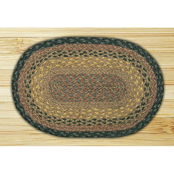 BROWN/BLACK/CHARCOAL Natural Braided Jute Oval Trivet/Placemat by Earth