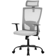 Ergonomic Chair Office Chair Swivel Home Office Desk Chair with Head Pillow Breathable Mesh Backrest Adjustable Seat Height Firm Arm Rests Mesh Chair for Working and Resting,Grey