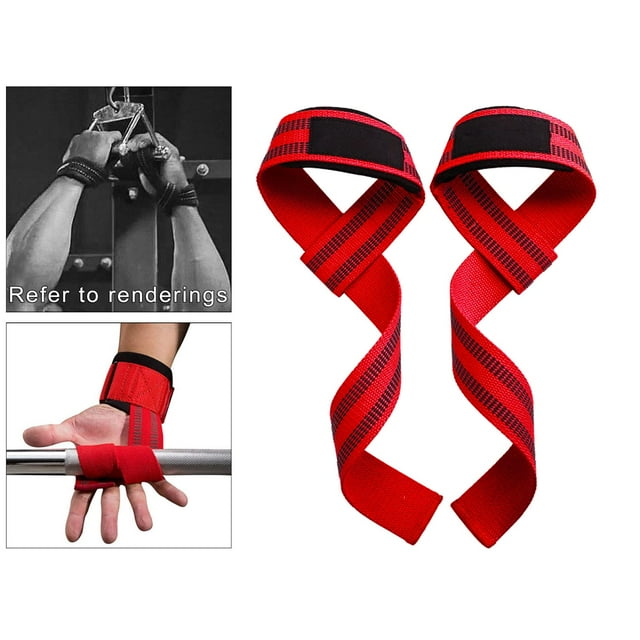 2 Pcs Sangles de Musculation Rembourrées Coudes Poignets Enveloppements Professionnels Équipement de Musculation Ajustable - Rouge