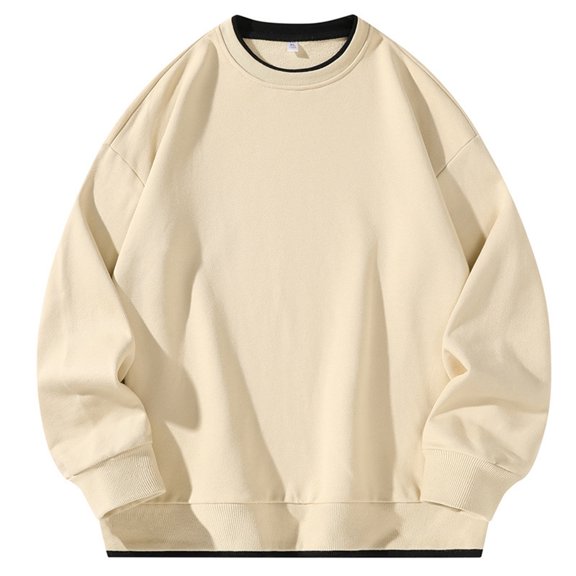 Men Sweatshirt Crew Neck Base Layer Hoodless Long Sleeve Pullover Basic Casual Top
