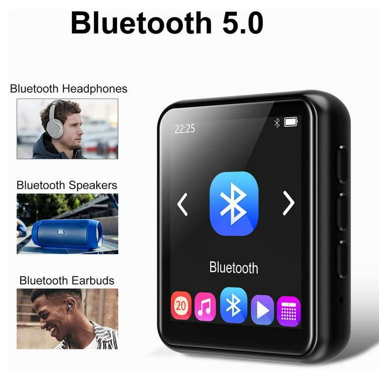 MP3 Player Bluetooth 5.0 JOLIKE M5 Portable MP3 Player with FM Radio  Black,Support up to 128GB
