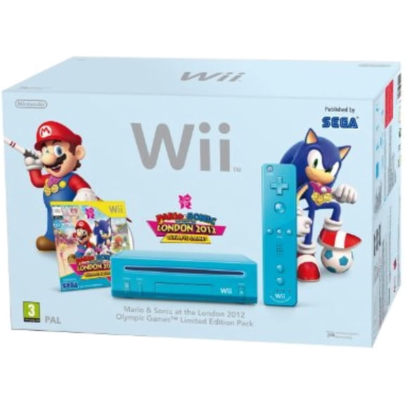 Nintendo Wii Console With Mario & Sonic Olympics 2012 Blue