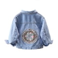 thumbnail image 4 of DJDLJWCJ Girls Stretch Denim Jacket (18M-12Y) Soft Distressed Jean Coat with Roll-Up Sleeves Cute Fall Winter Jacket for Toddler Kids Blue Size 18, 4 of 10