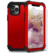 iPhone 11 Pro 2019 Case with Temepered Glass Screen Protector, Dteck Full body Protection 3 Layer Hybrid Rugged Shockproof Case Glass Screen Cover For Apple iPhone 11 Pro 5.8", Red