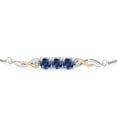 thumbnail image 2 of 925 Sterling Silver and 10K Yellow Gold Blue Created Sapphire and White Lab Grown Diamond Tennis Bracelet for Women (1.82 Cttw, Gemstone September Birthstone, Fully Adjustable up to 9 inch), 2 of 4