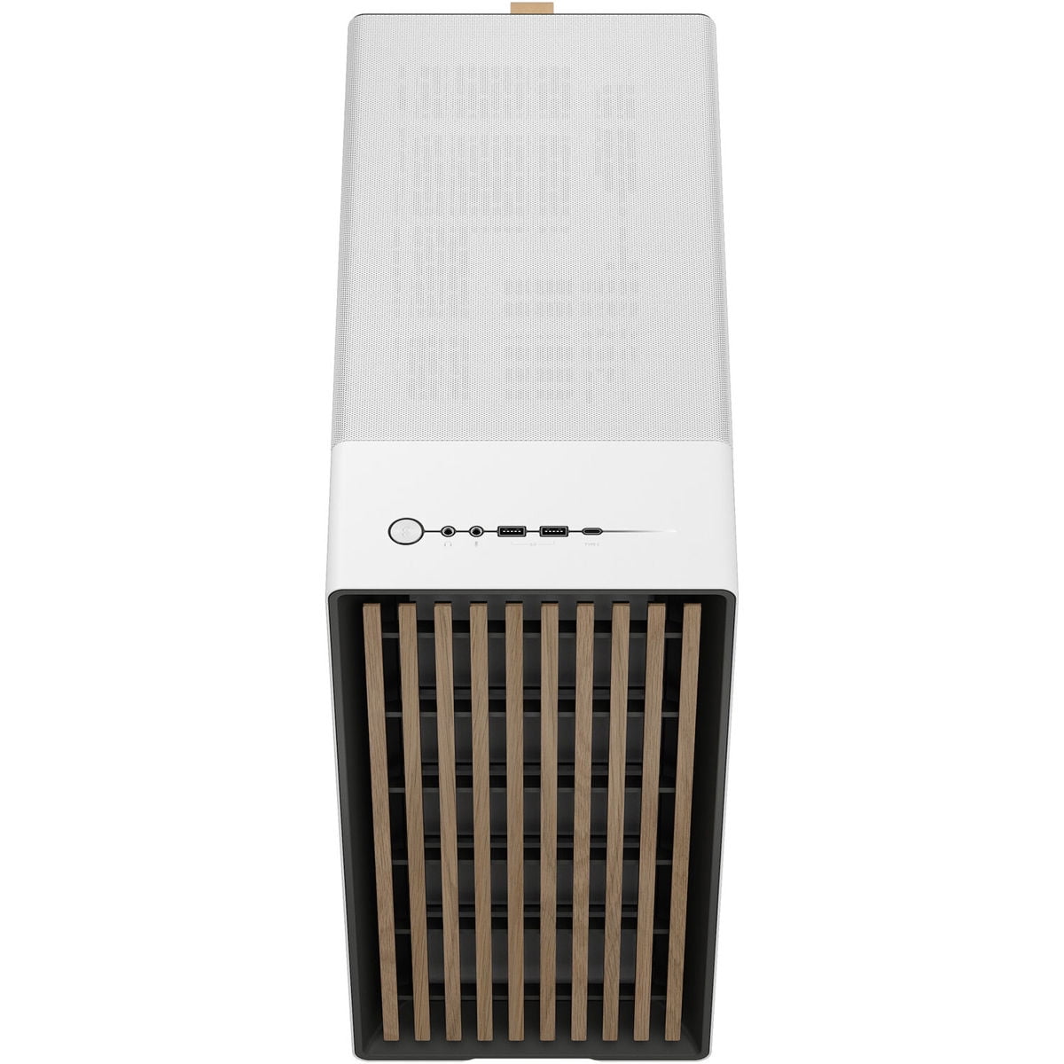 Fractal Design North Chalk White Chassis with Oak Front and Clear Tempered Glass Side Panel ATX Mid Tower Computer Case