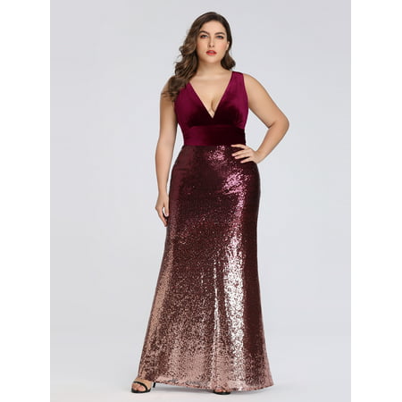 Ever-Pretty Womens Sexy Sequin Formal Evening Mother of the Bride Dresses for Women 77672 Burgundy US04