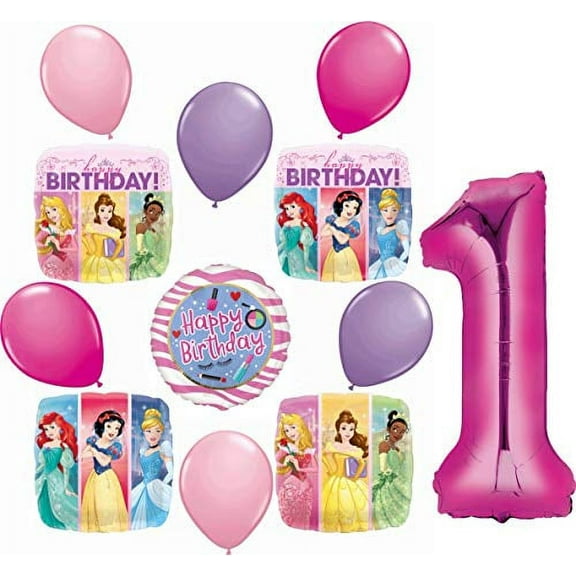 Disney Princess Party Supplies 1st Birthday 12 piece Balloon Bouquet Decorations kit