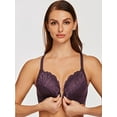 thumbnail image 5 of MELENECA Female Racerback Front Closure Unlined Underwire Bra for Women Purple 42B, 5 of 5