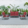 thumbnail image 5 of LeisureMod Walbrooke Modern 3-Piece Outdoor Patio Set with Grey Aluminum Frame and Removable Cushions Loveseat and Set of 2 Armchairs for Patio and Backyard Garden (Red), 5 of 18