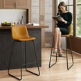thumbnail image 4 of GIKPAL Bar Stools 30" Faux Leather Counter Height Barstools with Back Set of 2, Modern Counter Stools with Metal Legs and Footrest, Armless Chairs with Back for Kitchen Living Room Pub, Whiskey Brown, 4 of 8