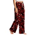 thumbnail image 5 of Christmas Pajama Pants for Women Snowflakes Elastic High Waist Drawstring Pj Pants Wide Leg Loose Holiday Festive Xmas Loungewear, 2XL, 5 of 6