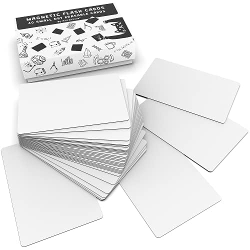 Attractivia 3x2 Magnetic Small Blank Cards, Dry Erase Whiteboard Magnets, 40-Pack, Multipurpose Erasable Labels for Office, Education and Home Use