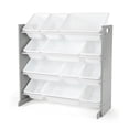 thumbnail image 1 of Humble Crew - Organizador de almacenamiento de juguetes de madera, 12 contenedores, gris y blanco, 1 of 8