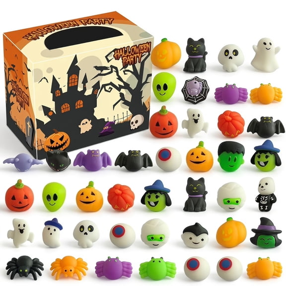36Pcs Assorted Halloween Squishy Mystery Blind Box, Cute Pumpkin Ghost Squeeze Toys, Stress Relief Fidget Toys, Halloween Party Supplies, Classroom Rewards & Kids Treat Gifts