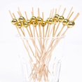 thumbnail image 5 of Palillos de dientes Palillos de madera hechos a mano Palitos ecológicos Cócteles Aperitivos Frutas Postres Suministros para fiestas: dorado, perlas doradas, palitos de bambú Cuentas doradas Cuentas plateadas Decoración de palos ER, 5 of 5