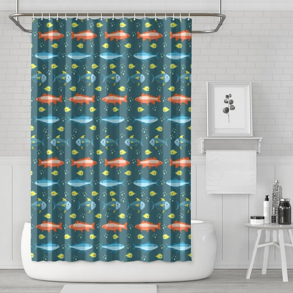 Vibrant Marine Life Shower Curtain - Waterproof Ocean Theme Bathroom Decor with 12 Reusable Hooks & Washable Fabric,72x72in