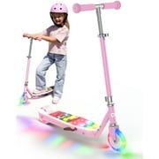 MIHOVER Electric Scooter for Kids with Adjustable Handlebar and LED Lights - Pink