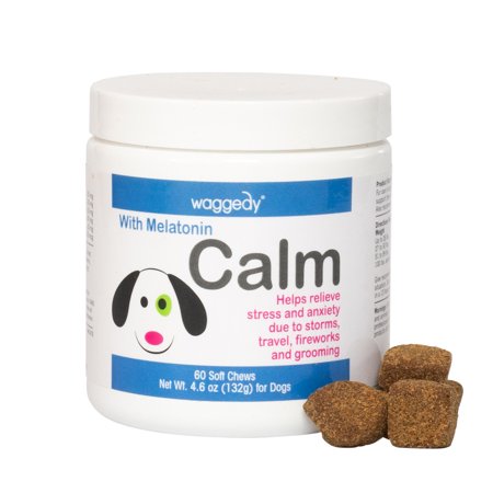 UPC: 0860111000340 | Waggedy Calming Chews for Dogs & Cat Calming Treats for Anxiety Relief (60 Soft Chews)