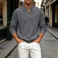 thumbnail image 4 of Daiosportswear Men's Casual Henley Shirts Collarless Roll-Up Long Sleeve Button Down Waffle T Shirt Gray XXXXL, 4 of 7