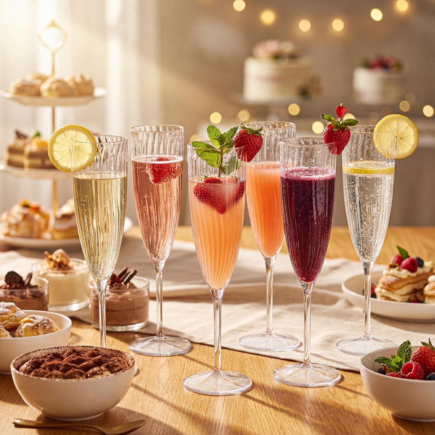 38PCS Clear Champagne Flutes Plastic - 6 OZ Clear Disposable Champagne Flutes Party Supplies for Wedding/Birthday/Parties