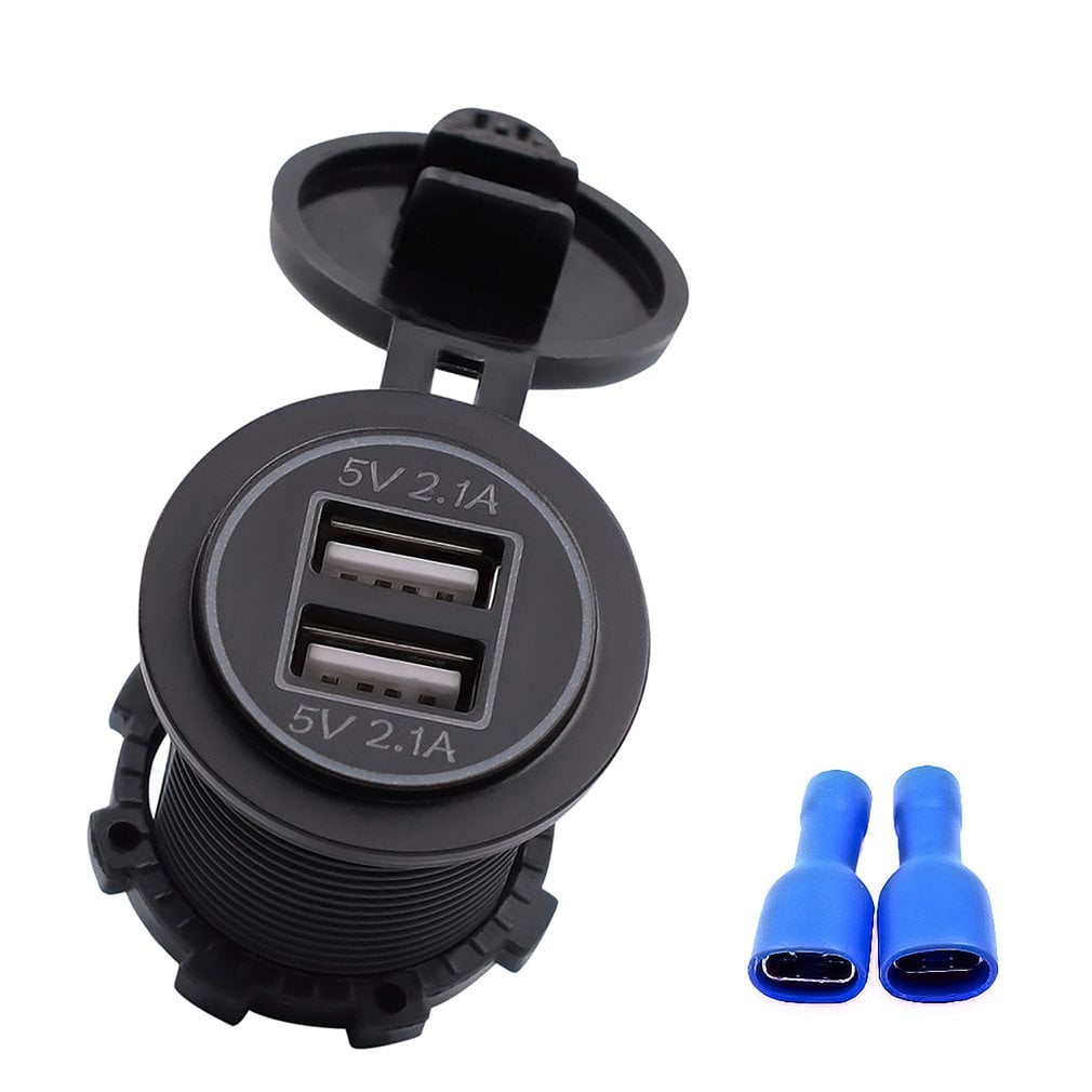 Motorcycle Car DC12V 4.2A Waterproof Dual USB Ports Charging Socket Outlet