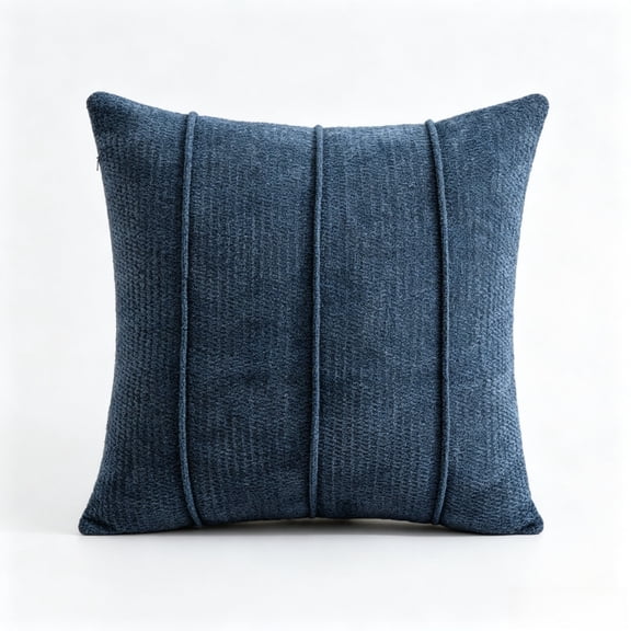 Btomtd 18 x 18 Pillow Covers, Soft Textured Pile Fabric Throw Pillow Cover with Angular Lines, Couch Pillow Cases for Sofa, Navy