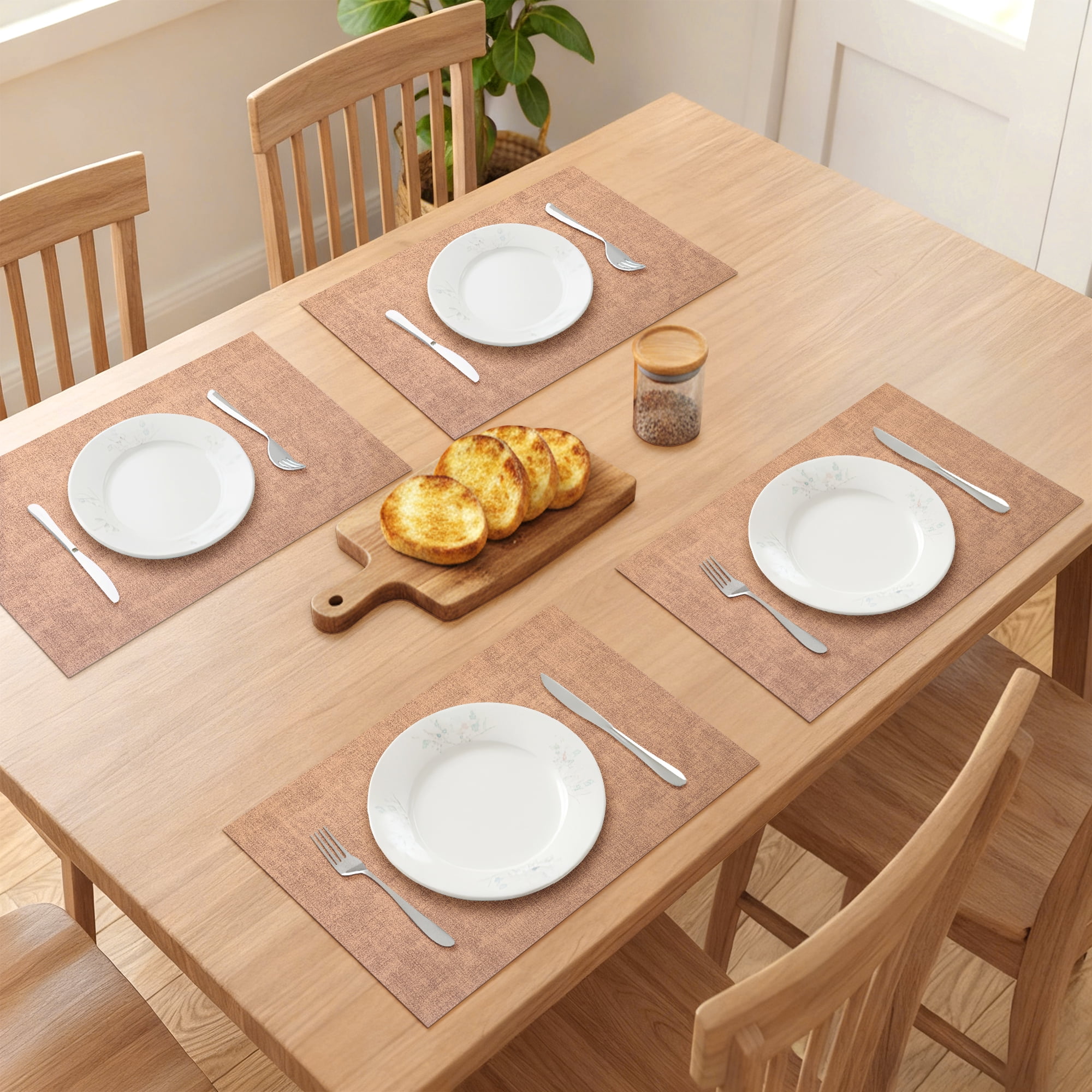 Unique Bargains 6pcs Stylish Faux Leather Placemats Coffee 16.9"x11.8"