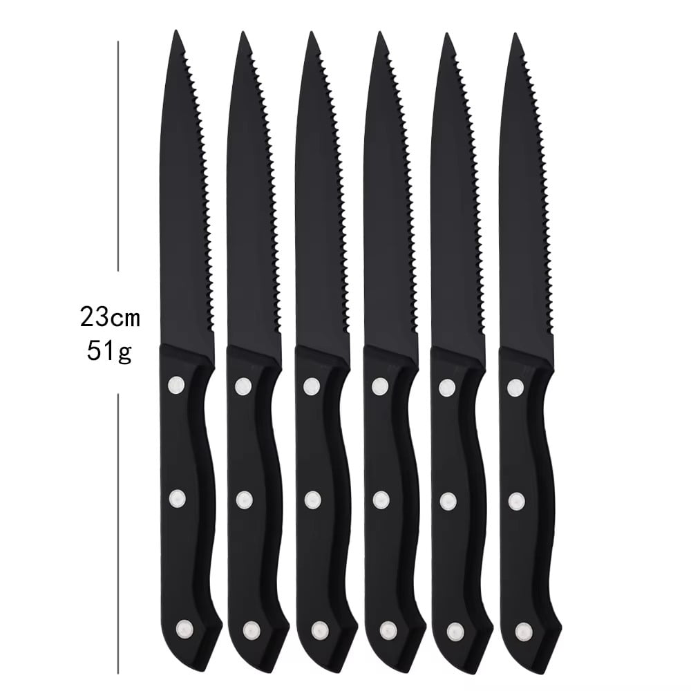 Steak Knives Set of 8,Sharp Serrated Dinner Knife Kitchen Cutting Knife for Meat Cheese Stainless Steel Black Knife Cutlery Set Dishwasher Safe