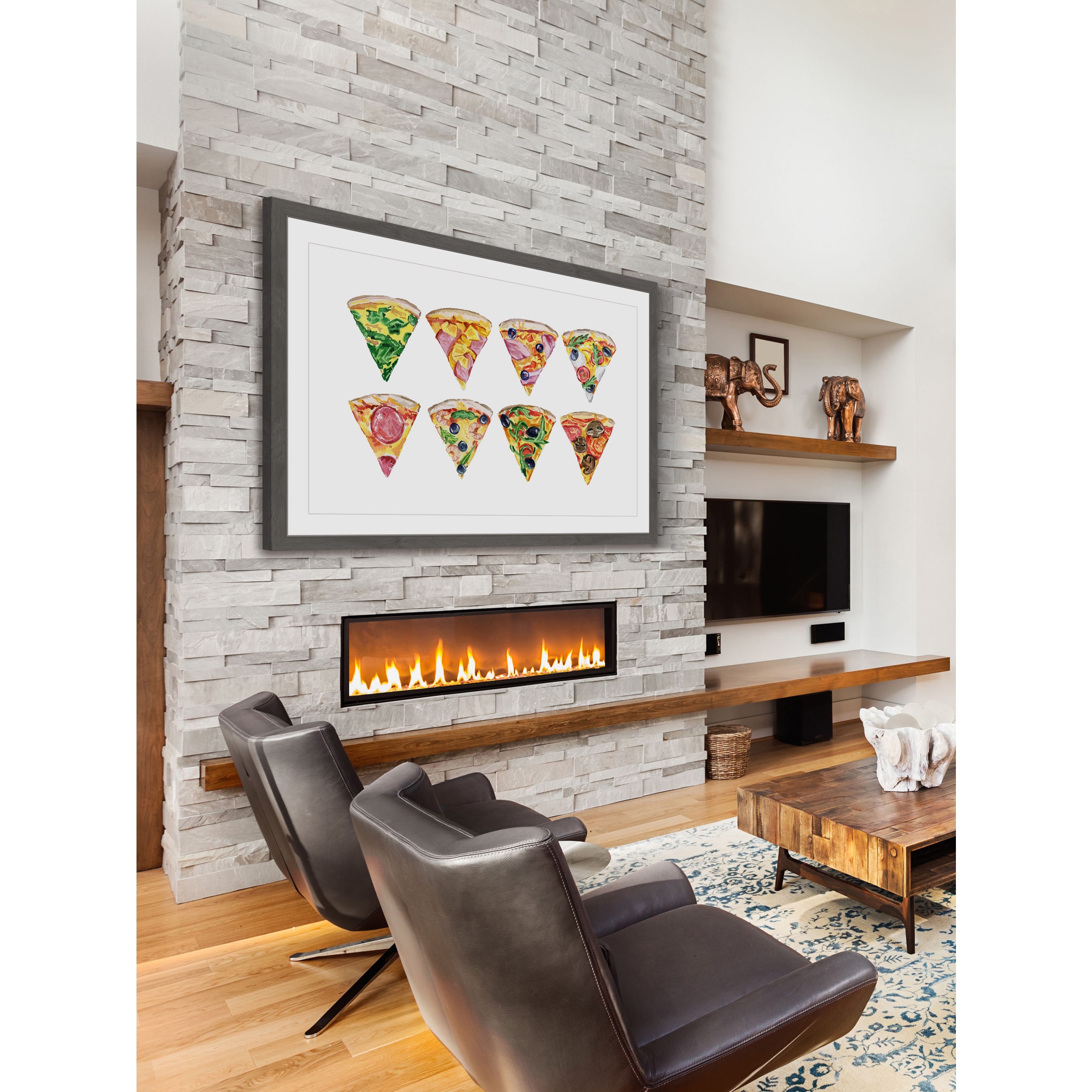 "Pizza Styles" Framed Painting Print