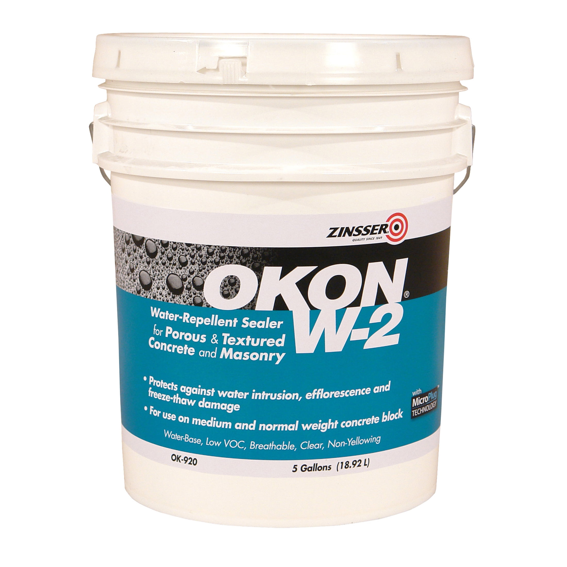 Clear, Zinsser Okon W-2 Water Repellent Concrete Sealer- OK920, 5 Gallon- 1 Pack