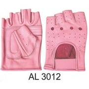 Ladies Girls Fashion XS Size Motorcycle Pink Leather Fingerless Gloves With Padded Palm