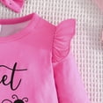thumbnail image 7 of Hpapadks Baby Girl Outfits Infant Girls Long Sleeve Letter Cartoon Romper Pants Cute Headband Baby Girl Clothes Pink L, 7 of 7