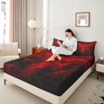 thumbnail image 3 of Feelyou Horror Bat Skull Bed Sheets, Red Butterfly Halloween Full Size Sheets, 4pcs, 1 Flat Sheet, 1 Fitted Sheet and 2 Pillowcases, 3 of 5