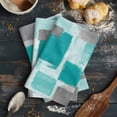 thumbnail image 6 of Turquoise Grey Ombre Kitchen Towels Set of 4, Water Absorbent Dish Towel, Farmhouse Abstract Mottled Art Decorative Hand Towels - Quick Drying Cloth for Cooking Baking, 18x28 Inch, 6 of 8