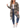 thumbnail image 2 of Agnes Orinda Women's Plus Size Boho Long Sleeve Open Front Sweater Long Cardigan 1X Yellow Brown, 2 of 6
