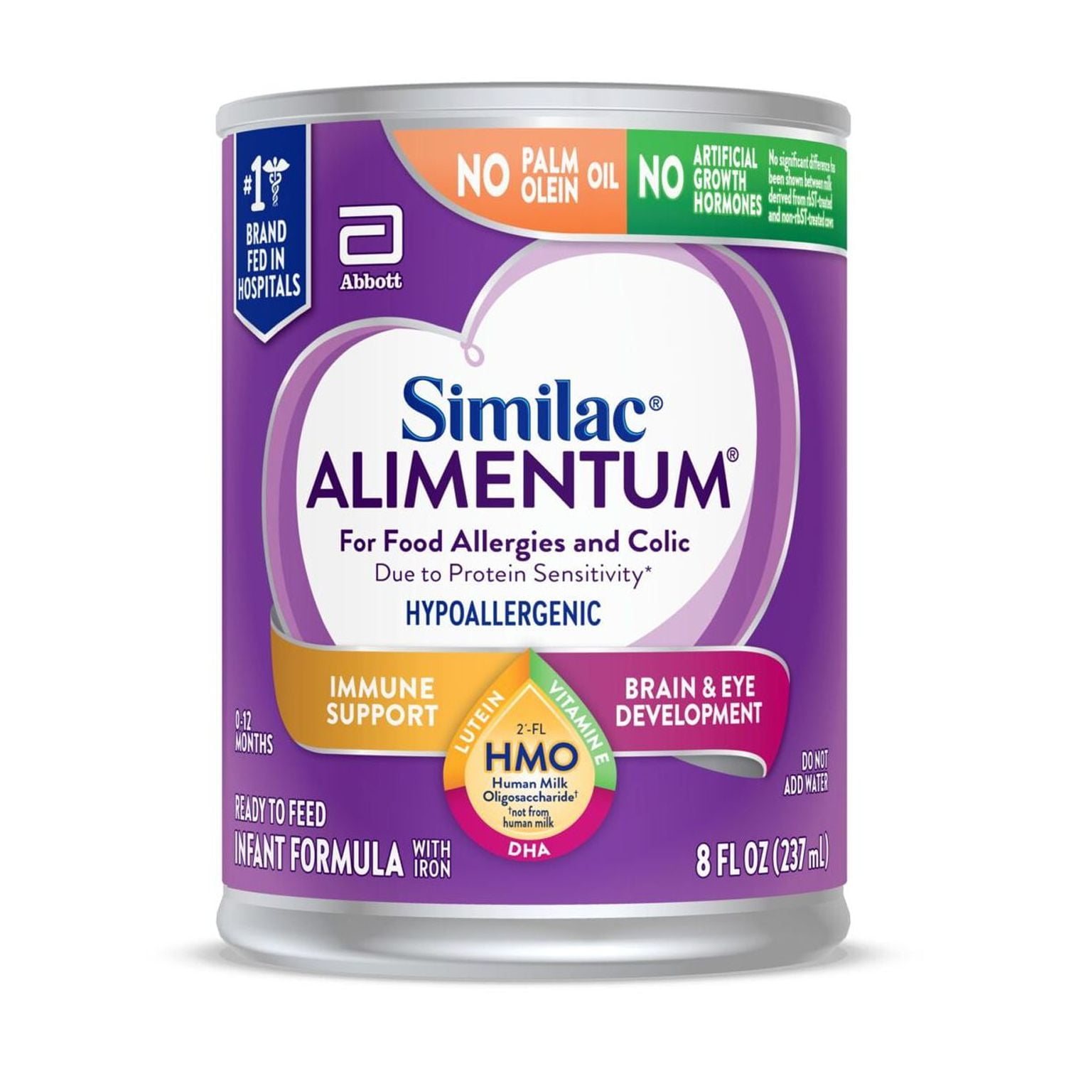 Similac Alimentum With 2'-FL HMO, Ready-to-Feed Baby Formula, 8-fl-oz Can, Pack of 24