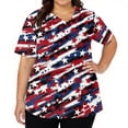 thumbnail image 3 of 4th of July Scrub Tops Women Loose Short Sleeve USA Flag Print Scrub Shirts V Neck USA 250th Anniversary Patriotic Scrubs Medical Nurse Workwear Nursing Uniform with Pockets Dark Blue 3XL, 3 of 5