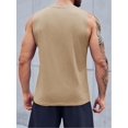 thumbnail image 3 of Men'S Summer Sleeveless Well-Fitting Loose Muscle Sports Round-Neck Vest Sleeveless Tank Tops Crewneck Solid Loose Fit Shirt Apricot M, 3 of 7