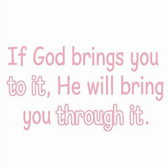 VWAQ If God Brings You To It, He Will Bring You Through It Wall Decal VWAQ-1654 (22"W X 12"H, Pink)