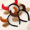 thumbnail image 3 of Plush Cow Ears and Horns Headband Funny Animal Cosplay Party Costume Hair Hoop, 3 of 5
