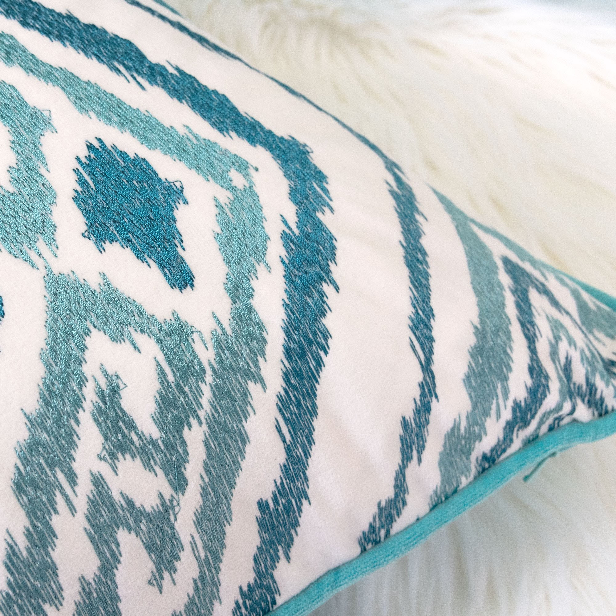 Chelsea Turquoise Abstract Polyester 20 in. x 20 in. Throw Pillow