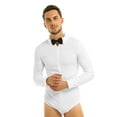 thumbnail image 3 of iiniim Men's Long Sleeve Zipper Front Romper Shirt One-Piece Bowtie Leotard Bodysuit, 3 of 7