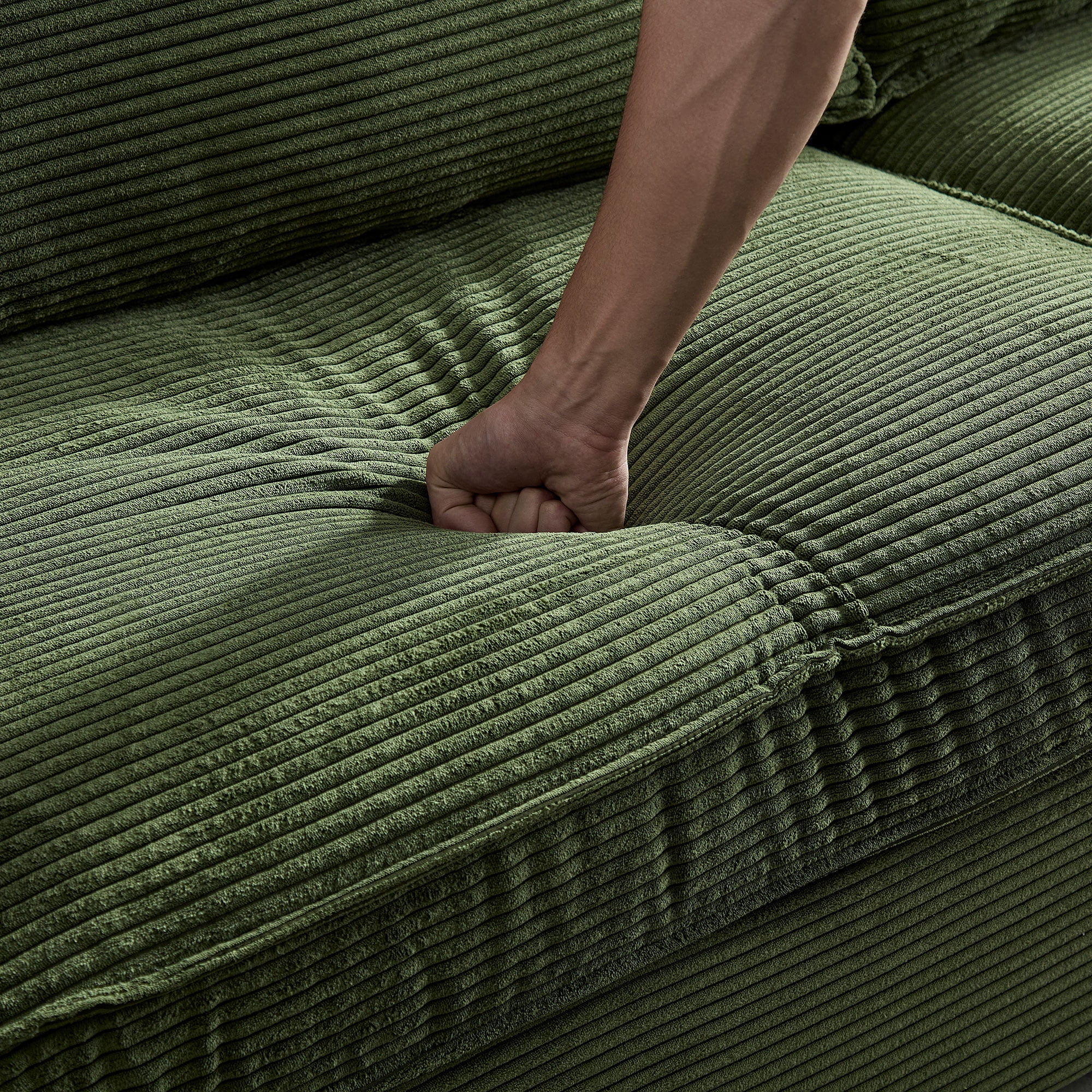 Aukfa 87" Comfy Sofa for Living Room,Deep Seat Loveseat Couch with Cupholder, Corduroy, Green