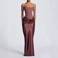thumbnail image 3 of Women's Solid Color Ruched Waist Sexy Strapless Satin Bodycon Maxi Dress, Formal Evening Gown with Tie Back for Party Wedding Cocktail Prom, 3 of 5