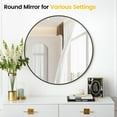 thumbnail image 3 of Round Mirror, 30 inch Circle Mirror, Black Metal Frame Round Mirrors for Wall, Bathroom Mirrors for Wall Decor, Wall Mirrors for Entryway, Living Room, Dining Room, Easy to Install, 3 of 8