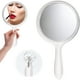 thumbnail image 5 of Minnieouse Espejo de aumento de maquillaje de cristal para mujer, espejo de maquillaje portátil de doble cara con mango de doble cara para el Pinceles de maquillaje y herramientas Rosado, 5 of 6